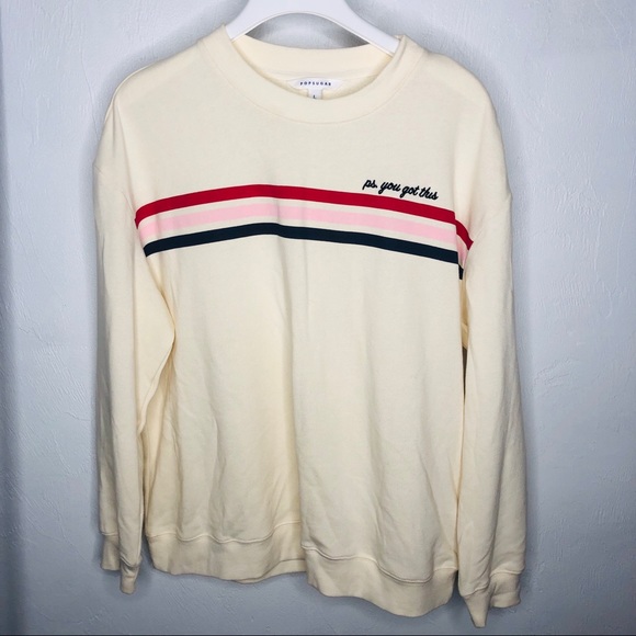 Sweaters - “You Got This” Crew Neck Sweater with Stripes
